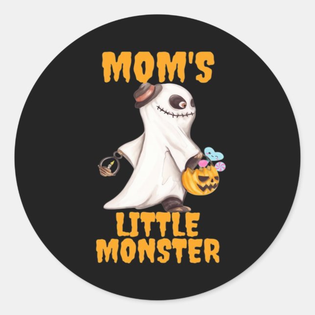 Mum’s Little Boo Monster Funny Graphic Classic Round Sticker (Front)