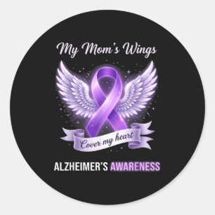 Mum’s wings cover heart mothers alzheimer’s classic round sticker