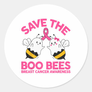 Mum Save The Breast Cancer Funny Halloween Boo Bee Classic Round Sticker