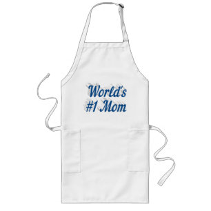 Mum sea blue text long apron