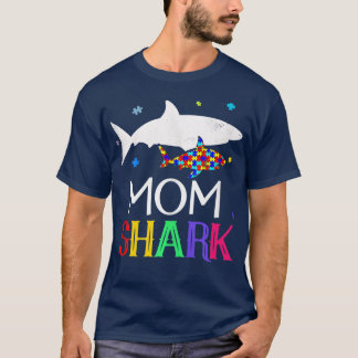 Mum Shark Family Cool Autism Awareness Gift  T-Shirt