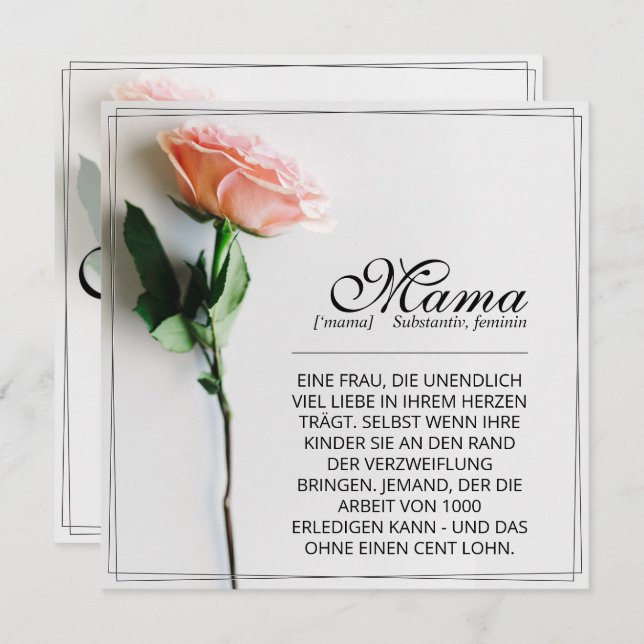 Mum – Simply Irreplaceable | Classic Card - Rose (Front/Back)