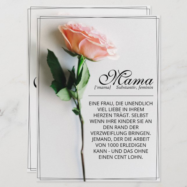 Mum – Simply Irreplaceable | Classic Card - Rose (Front/Back)