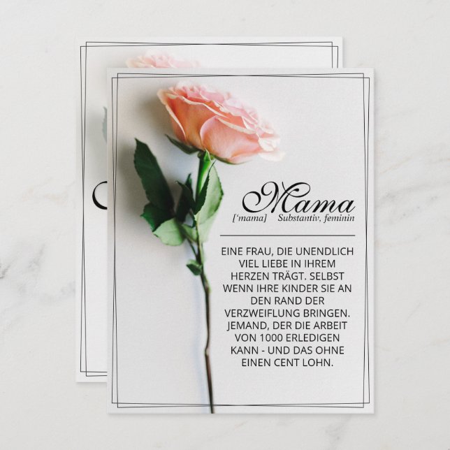 Mum – Simply Irreplaceable | Classic Card - Rose (Front/Back)