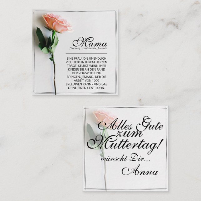 Mum – Simply Irreplaceable | Classic Card - Rose (Front/Back)