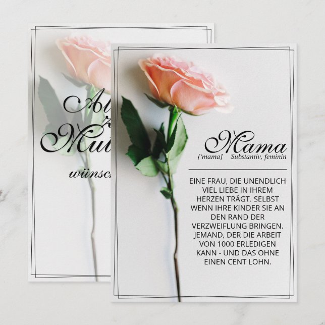 Mum – Simply Irreplaceable | Classic Card - Rose (Front/Back)