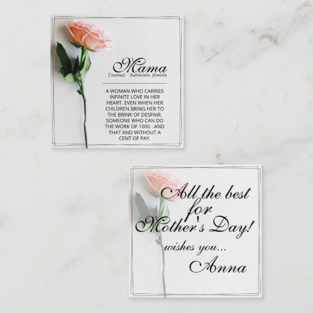 Mum – Simply Irreplaceable | Classic Card - Rose M (Front/Back)