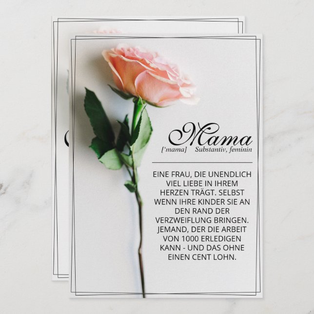 Mum – Simply Irreplaceable | Classic Card - Rose M (Front/Back)