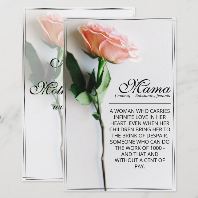 Mum – Simply Irreplaceable | Classic Card - Rose M (Front/Back)