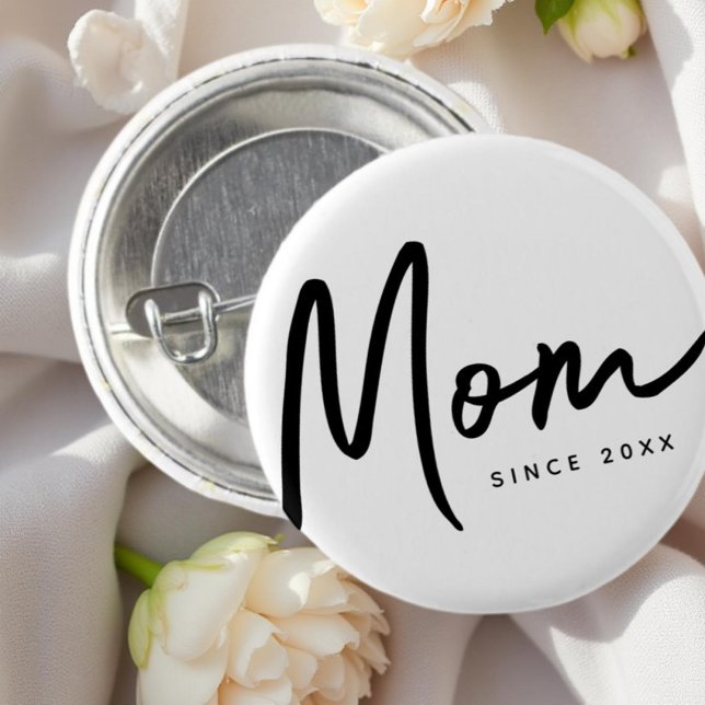Mum Since 20XX Modern Simple Chic 3 Cm Round Badge (Creator Uploaded)