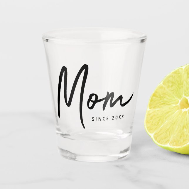 Mum Since 20XX Modern Simple Chic Shot Glass (Front)