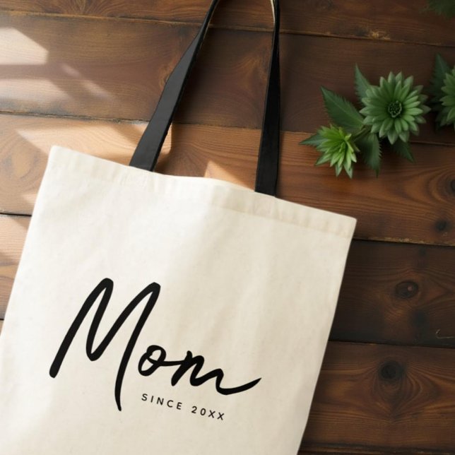 Mum Since 20XX Modern Simple Chic Tote Bag (Creator Uploaded)