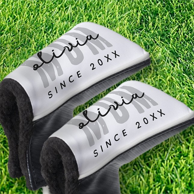 Mum Since 20XX Modern Simple Preppy Golf Head Cover (Creator Uploaded)
