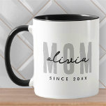 Mum Since 20XX Modern Simple Preppy Mug<br><div class="desc">This simple and modern design is composed of san serif typography.</div>