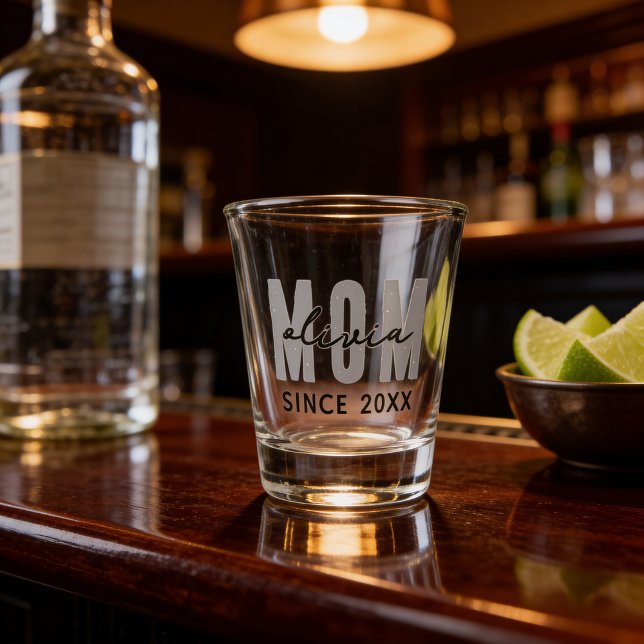 Mum Since 20XX Modern Simple Preppy Shot Glass (Creator Uploaded)