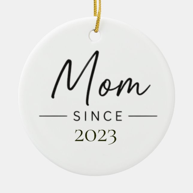 Mum Since Personalised Year Handwritten Minimal Ceramic Ornament (Front)