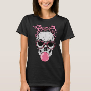 Mum Skull Bubblegum Lazy Halloween Costume Leopard T-Shirt