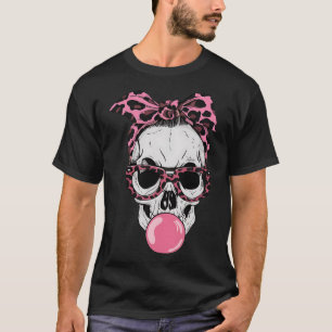 Mum Skull Bubblegum Lazy Halloween Costume Leopard T-Shirt
