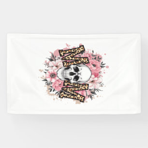 Mum Skull Mama Leopard Skull Banner