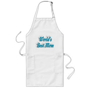 Mum  sky blue text long apron