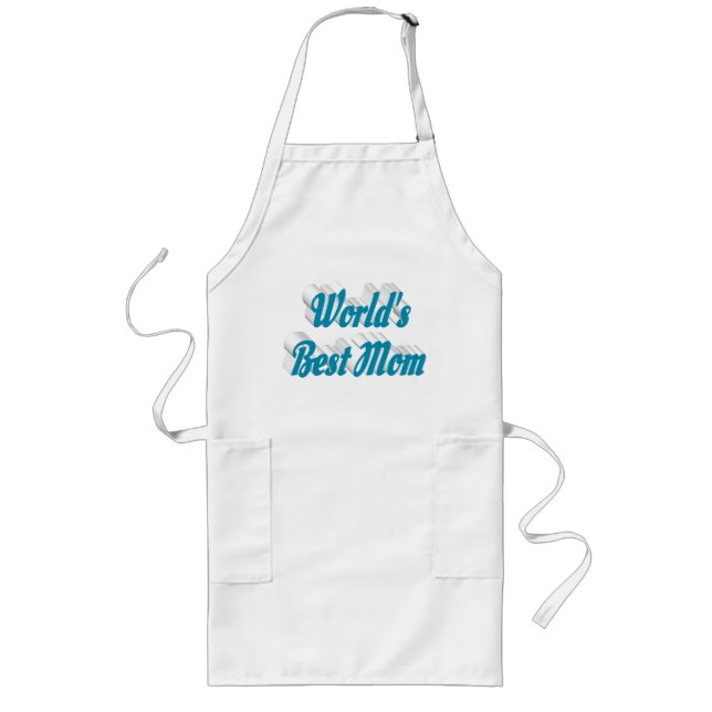 Mum  sky blue text long apron (Front)
