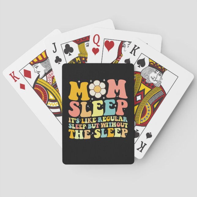 Mum Sleep Funny Mother's Day Groovy Retro Playing Cards (Back)
