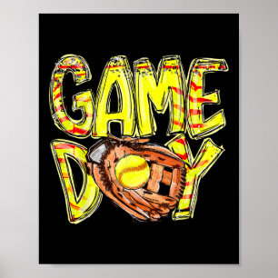 Mum Softball Game Day Vibes Mothers Day Softball G Poster