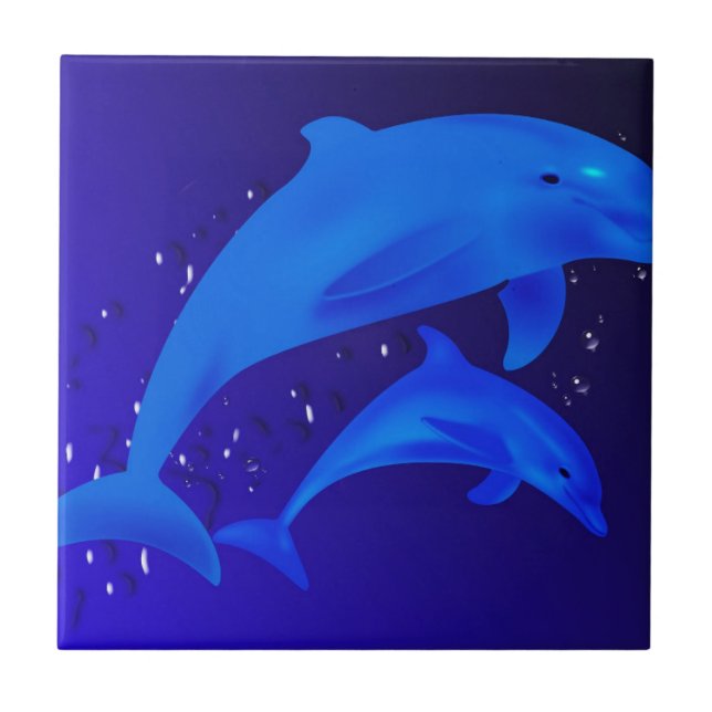 Mum & son dolphins tile (Front)