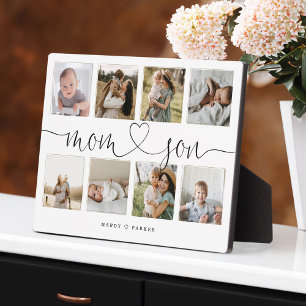 Mum & Son Heart Script Photo Grid Collage Plaque