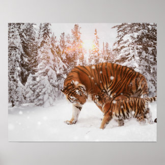 Mum & son tiger poster
