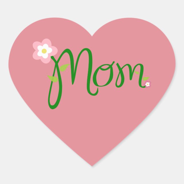 Mum Strawberry Pink Heart Sticker (Front)