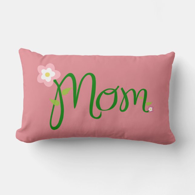 Mum Strawberry Pink Lumbar Pillow (Front)