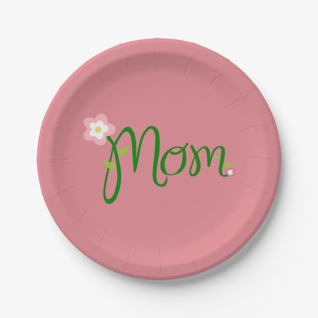 Mum Strawberry Pink Paper Plate (Front)