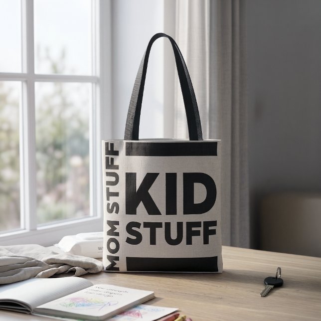 "Mum Stuff | Kid Stuff" Funny Minimalist Tote Bag (Creator Uploaded)