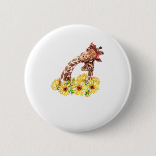 Mum Sunflower Gift Safari Africa Animal Kids Baby 6 Cm Round Badge