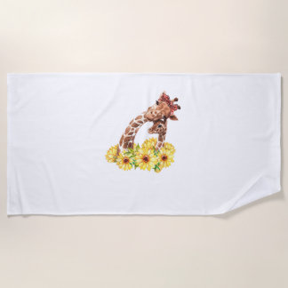 Mum Sunflower Gift Safari Africa Animal Kids Baby Beach Towel