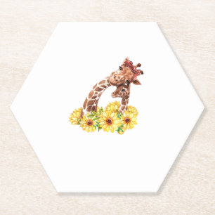 Mum Sunflower Gift Safari Africa Animal Kids Baby  Paper Coaster