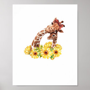 Mum Sunflower Gift Safari Africa Animal Kids Baby  Poster