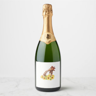 Mum Sunflower Gift Safari Africa Animal Kids Baby Sparkling Wine Label