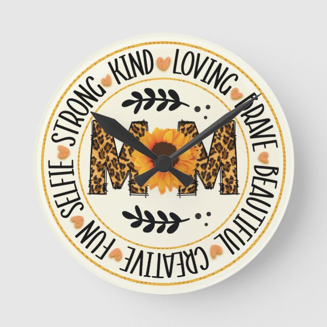 Mum Sunflower Round Clock (Front)