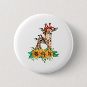 Mum Sunflower Safari Africa Animals Kids Cute Baby 6 Cm Round Badge