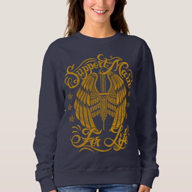 Mum Support Main Yellow Grunge Needle Illustration Sweatshirt (Front)