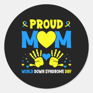 Mum T21 World Down Syndrome Awareness Day Ribbon 1 Classic Round Sticker