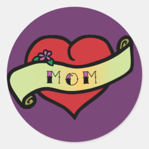 Mum Tattoo Heart Classic Round Sticker