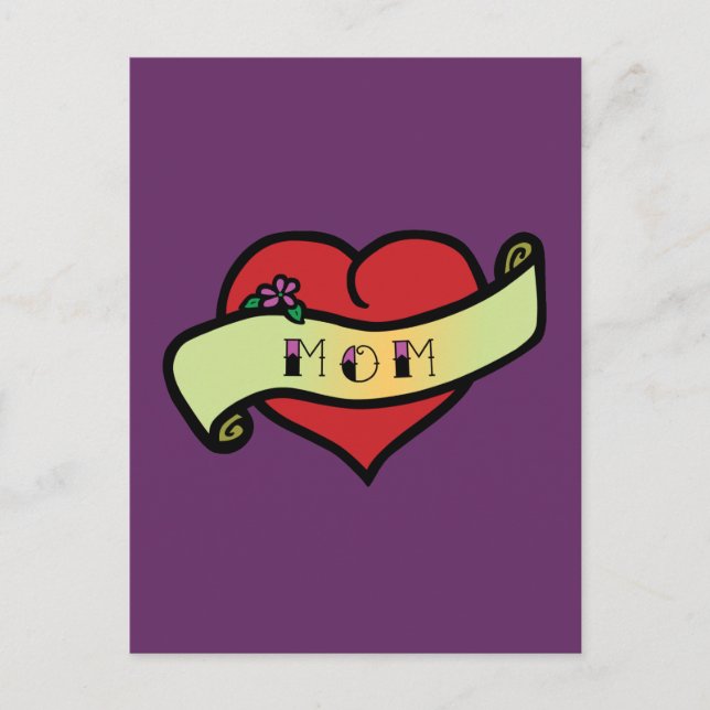 Mum Tattoo Heart Postcard (Front)
