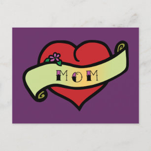 Mum Tattoo Heart Postcard