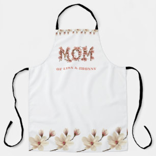 Mum Text with blossoms and Kid Names Apron