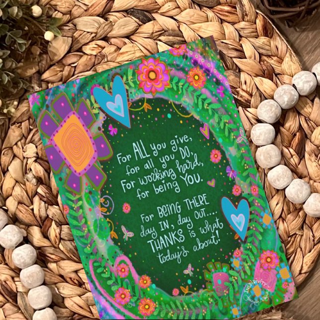 Mum Thank You Quote Pretty Floral  Card (Creator Uploaded)