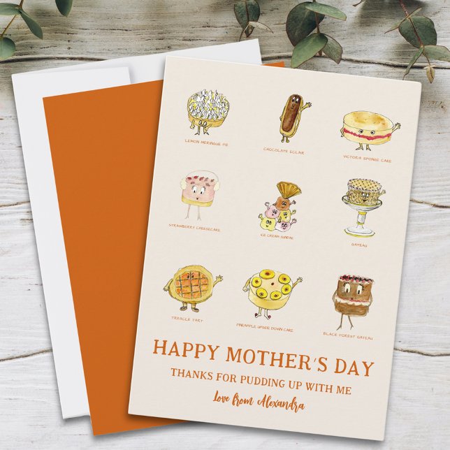 Mum Thanks For Funny Mothers Day Saying Holiday Card (Funny cute cartoon cakes Mother’s Day greetings card)