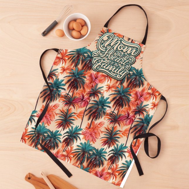 Mum the Heart of the Family Tropical Pattern Apron (Creator Uploaded)